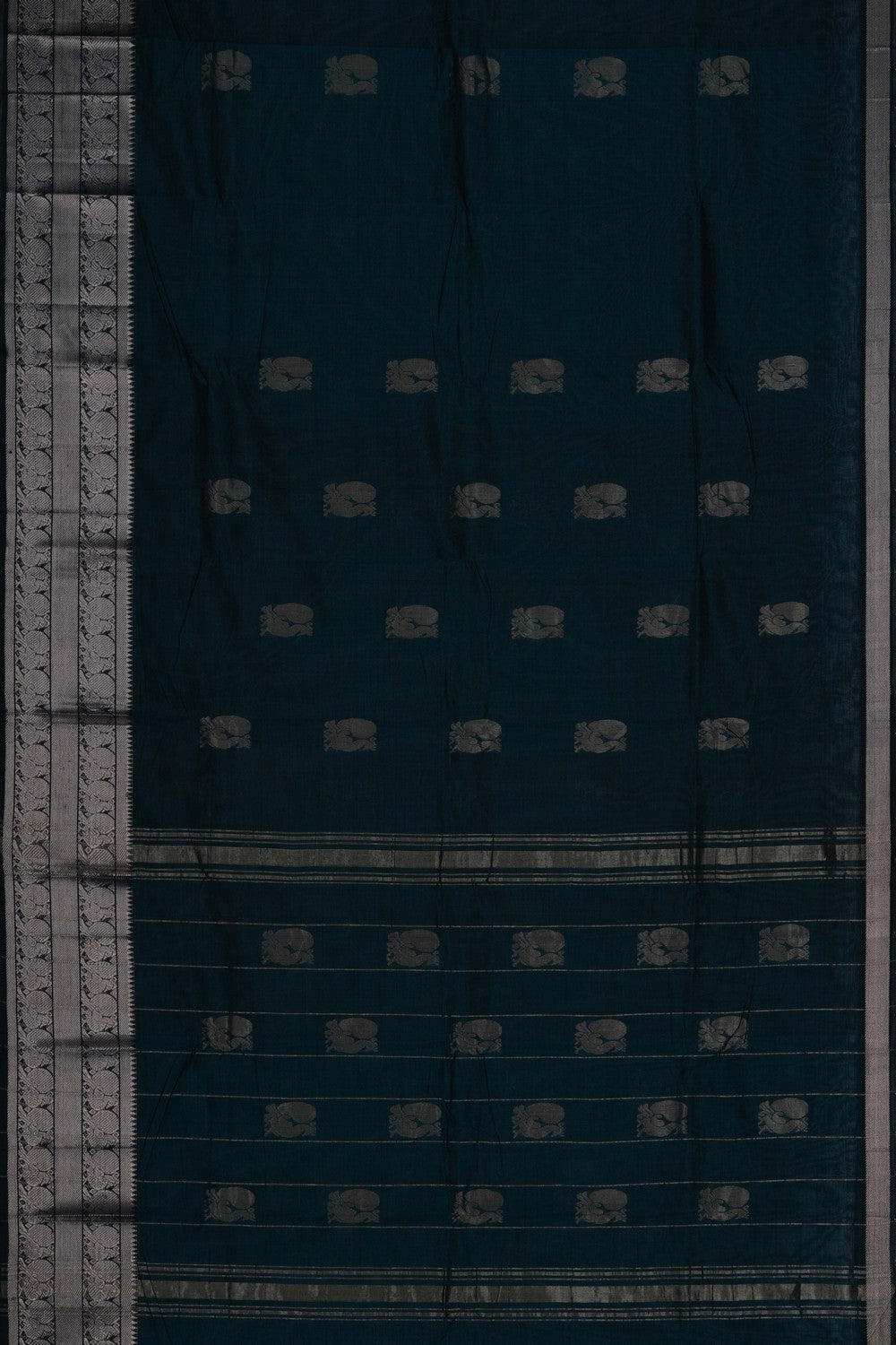 Image of Mangalgiri Silk Peacock Green Saree